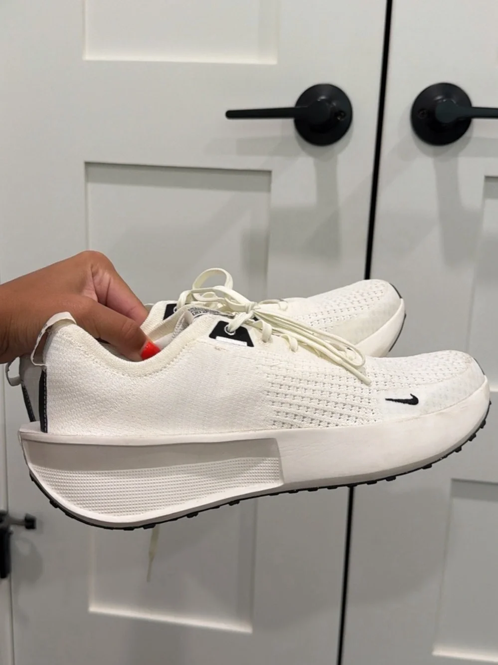Nike Cream and Black Knit Running Shoes